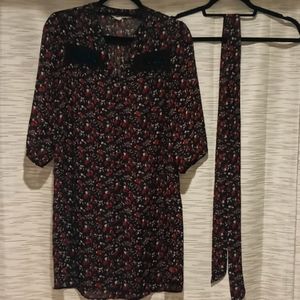 Long dress w/ belt- see through